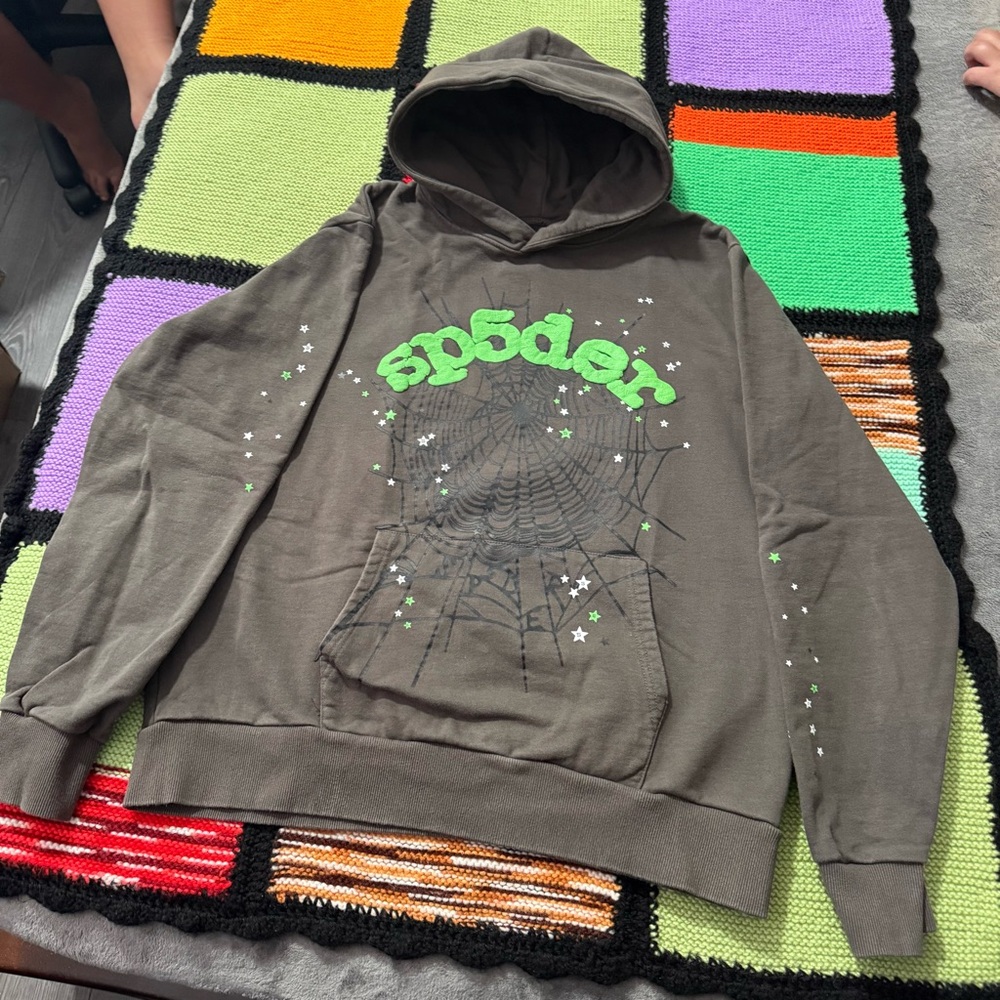 Spider Graphic Hoodie - Olive Green